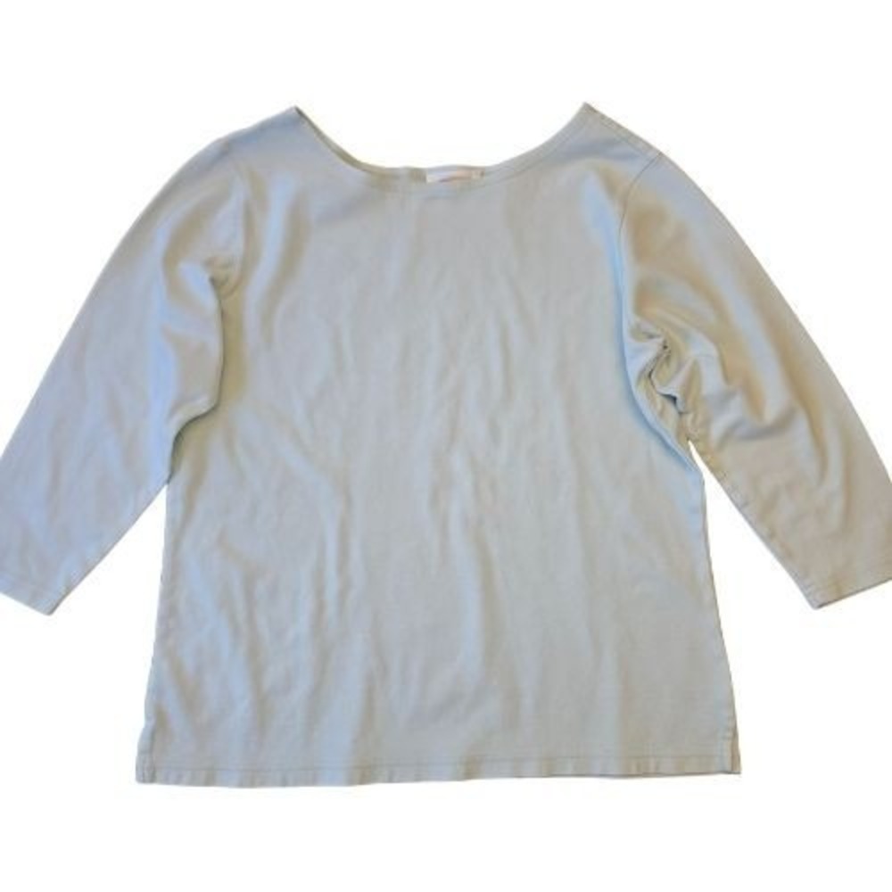 Womens Mint Green Boat‎ Neck 3/4 Sleeve Knit Top Pastel Basic Layer Classic Work